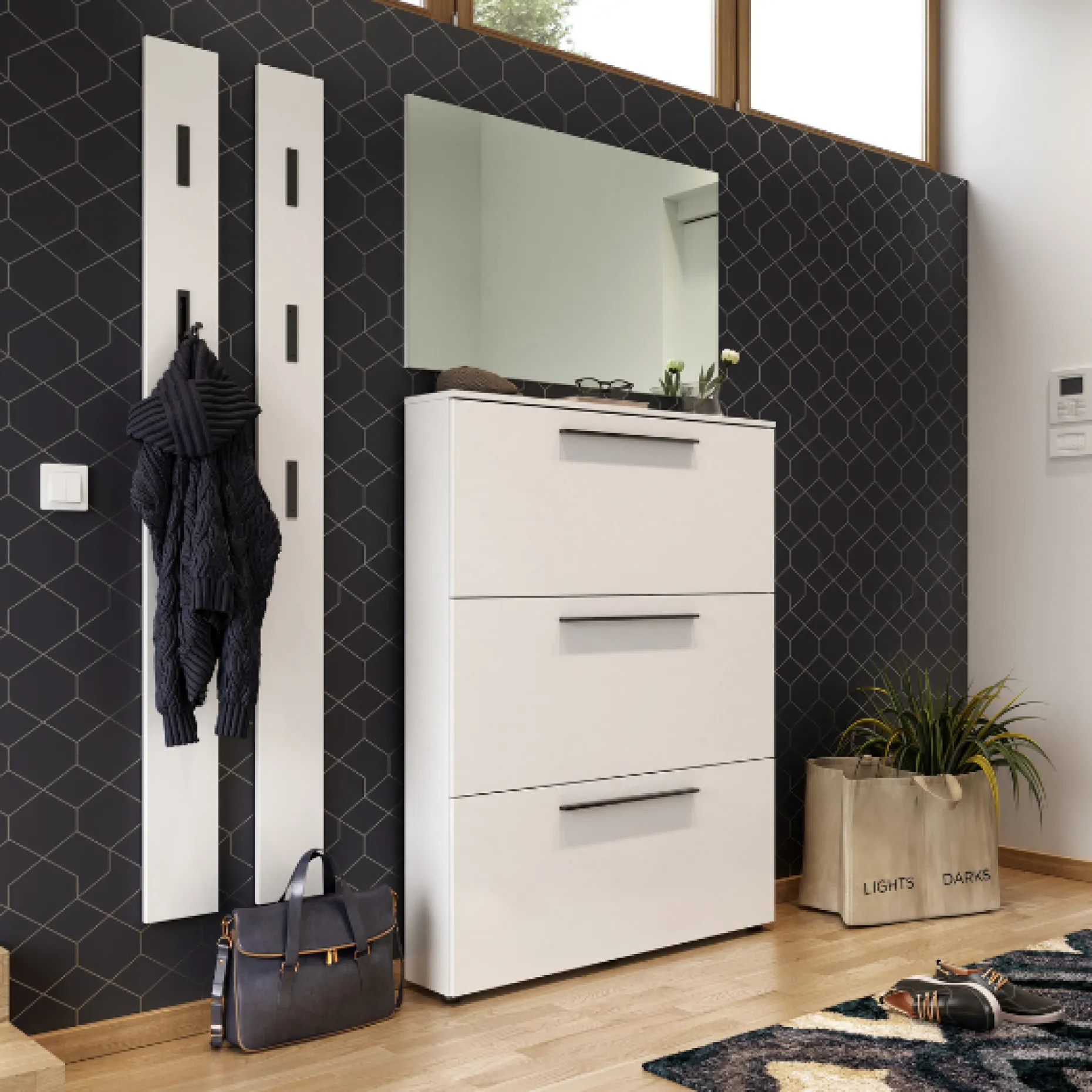 Schuhschrank Jonas 100cm mit drei Türen - weiß