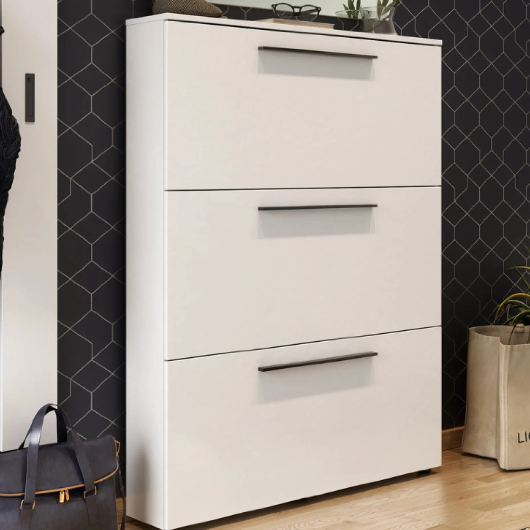 Schuhschrank Jonas 100cm mit drei Türen - weiß
