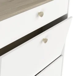 Schuhschrank Liva 2 Flügeltüren und 1 Schublade-Kronberg Eiche/Mattweiß