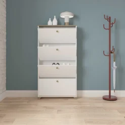 Schuhschrank Liva 4 Flügeltüren-Kronberg Eiche/Mattweiß