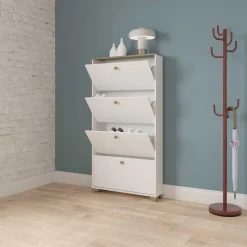 Schuhschrank Liva 4 Flügeltüren-Kronberg Eiche/Mattweiß