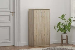 Schuhschrank Maurice - 60x37x122cm - 2 Türen - Eiche Dekor