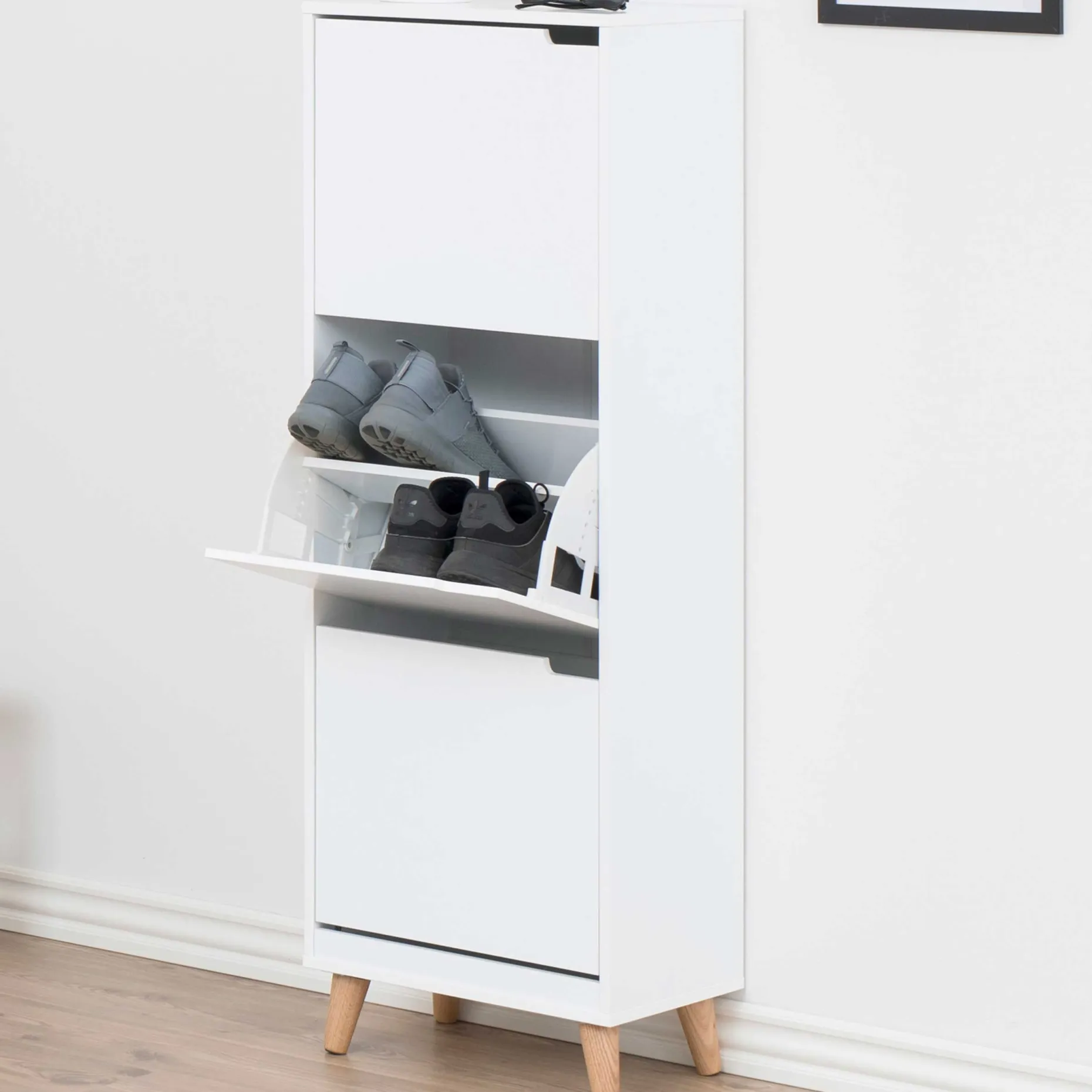 Schuhschrank Mistra 47cm, 3 Türen - weiß