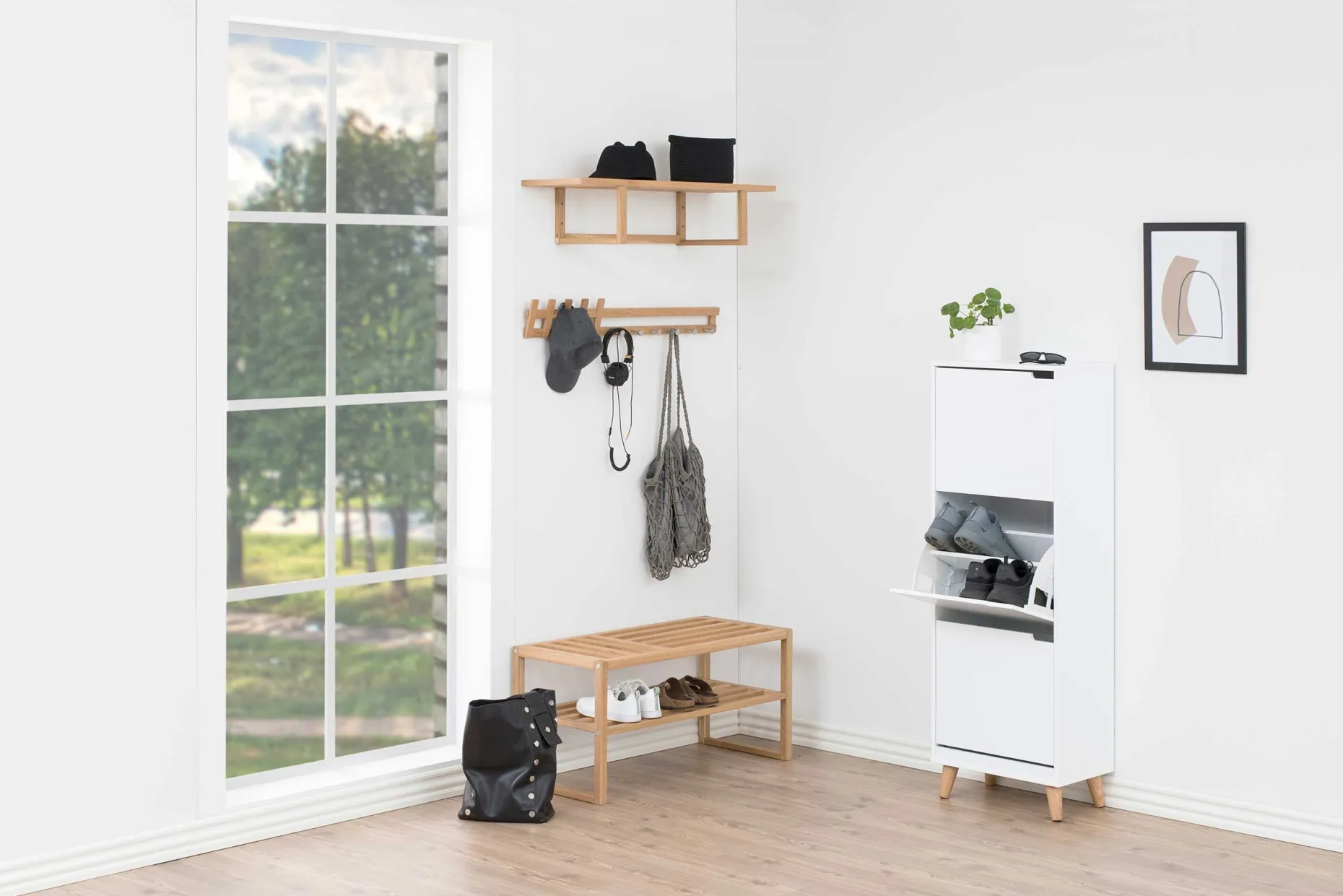 Schuhschrank Mistra 47cm, 3 Türen - weiß
