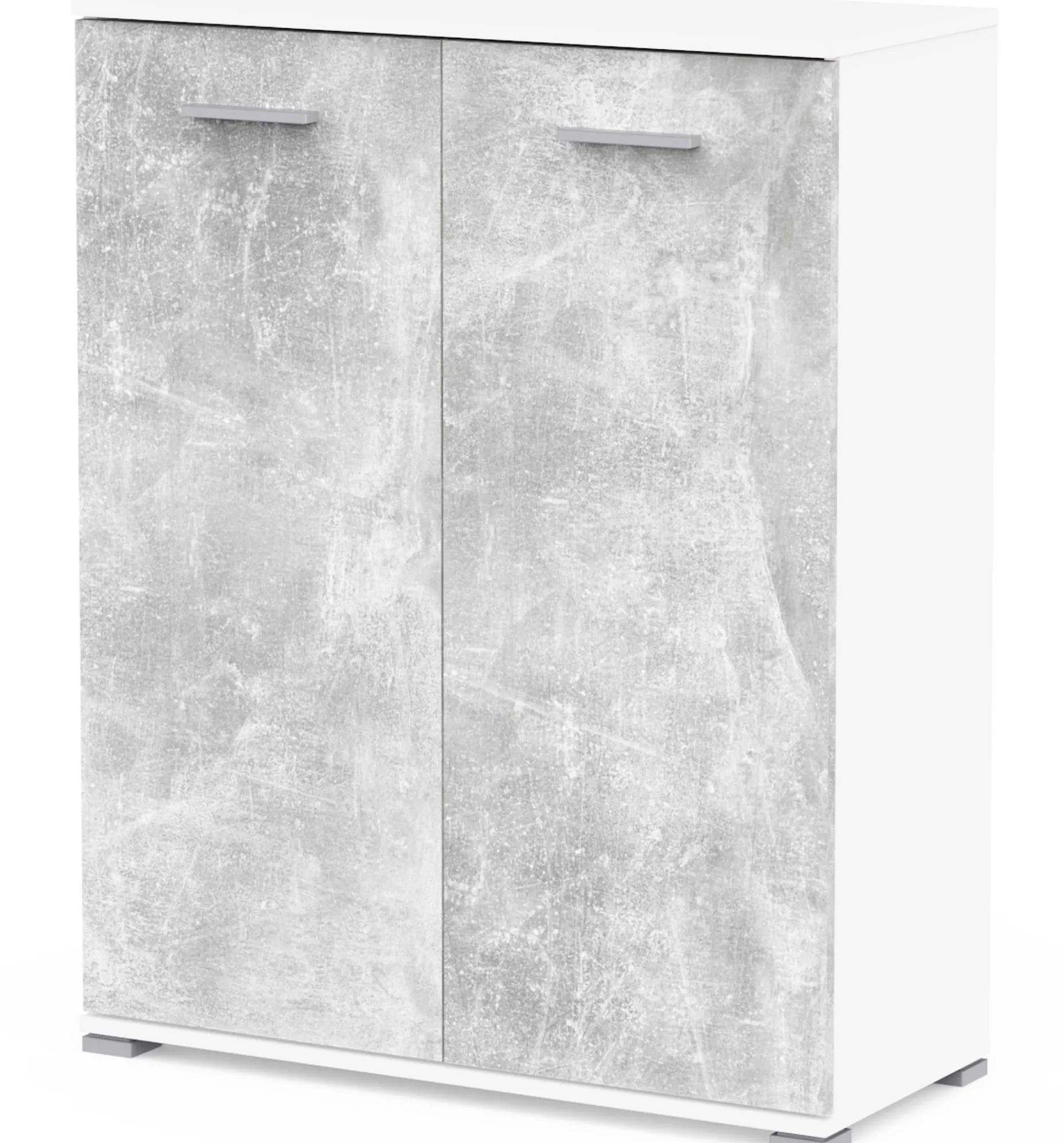 Schuhschrank Ravito - 80x35x102cm - 2 Türen - Betonoptik/Weiß
