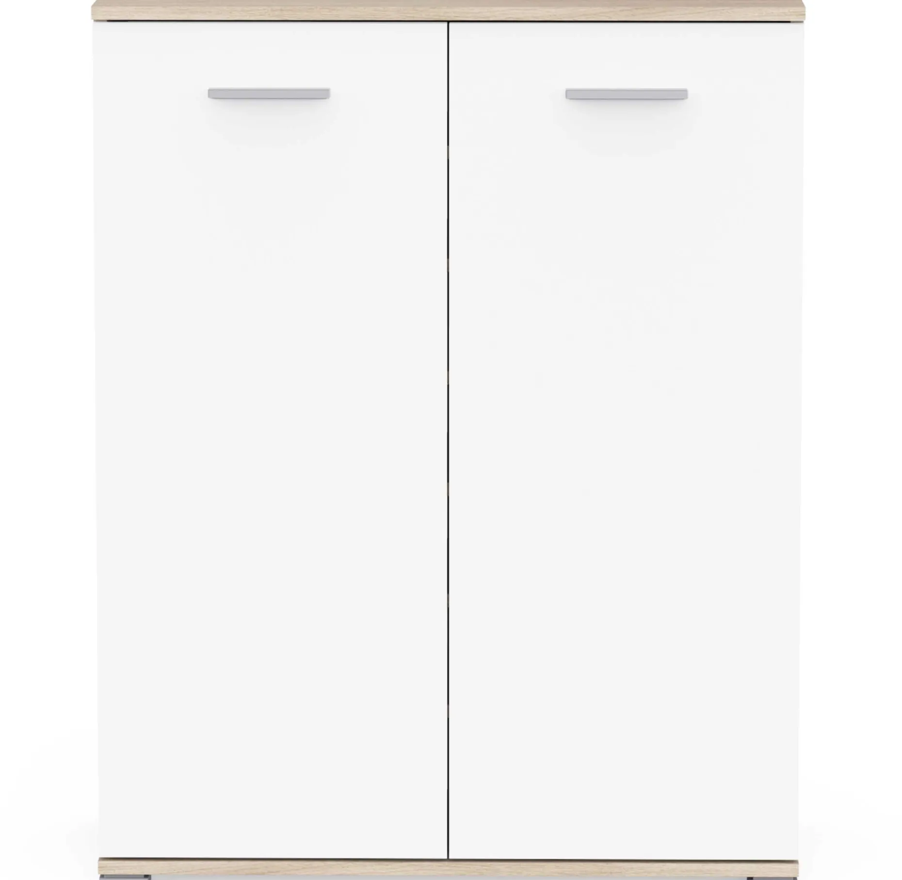 Schuhschrank Ravito - 80x35x102cm - 2 Türen - weiß/Eiche Dekor