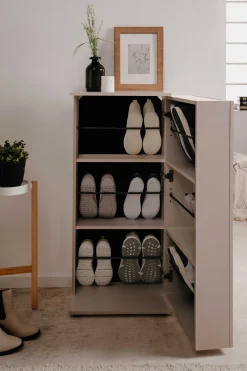 Schuhschrank Satine - 50x34x110cm - 1 Tür - beige
