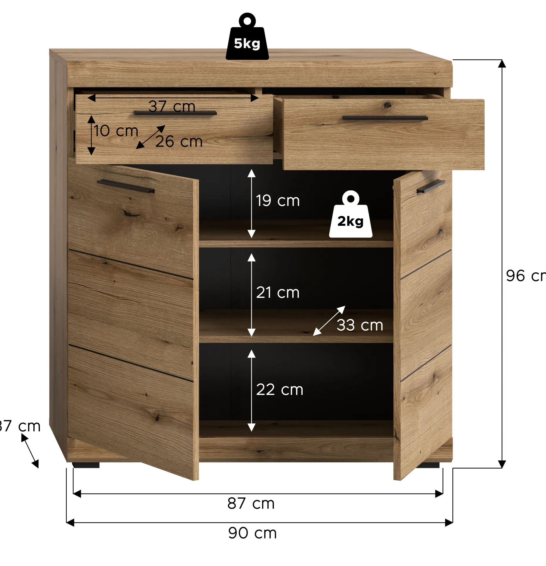 Schuhschrank Scout Xonox – Evoke Eiche – 90x96x37 cm