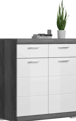 Schuhschrank Scout Xonox - Rauchsilber/Weiß Hochglanz - 90x96x37 cm
