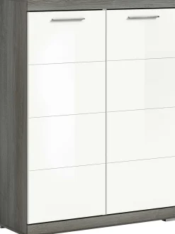 Schuhschrank Scout Xonox - smoky silver & weiß hochglanz - 90x120x37 cm