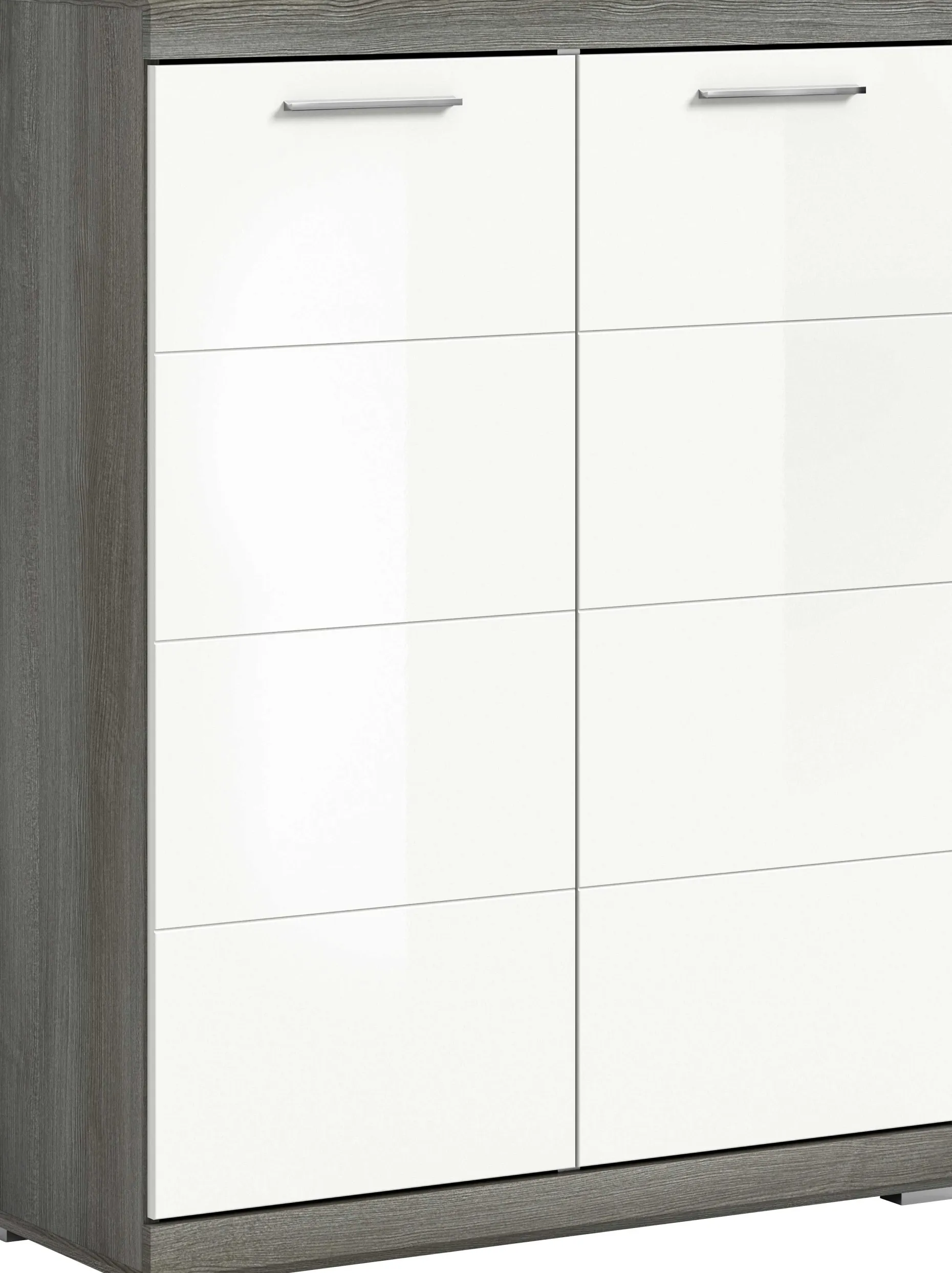 Schuhschrank Scout Xonox - smoky silver & weiß hochglanz - 90x120x37 cm