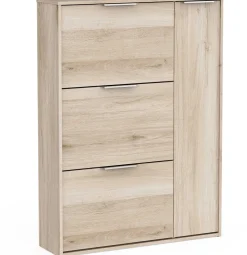 Schuhschrank Spectre - 91x26x123cm - 4 Türen - Eiche Dekor