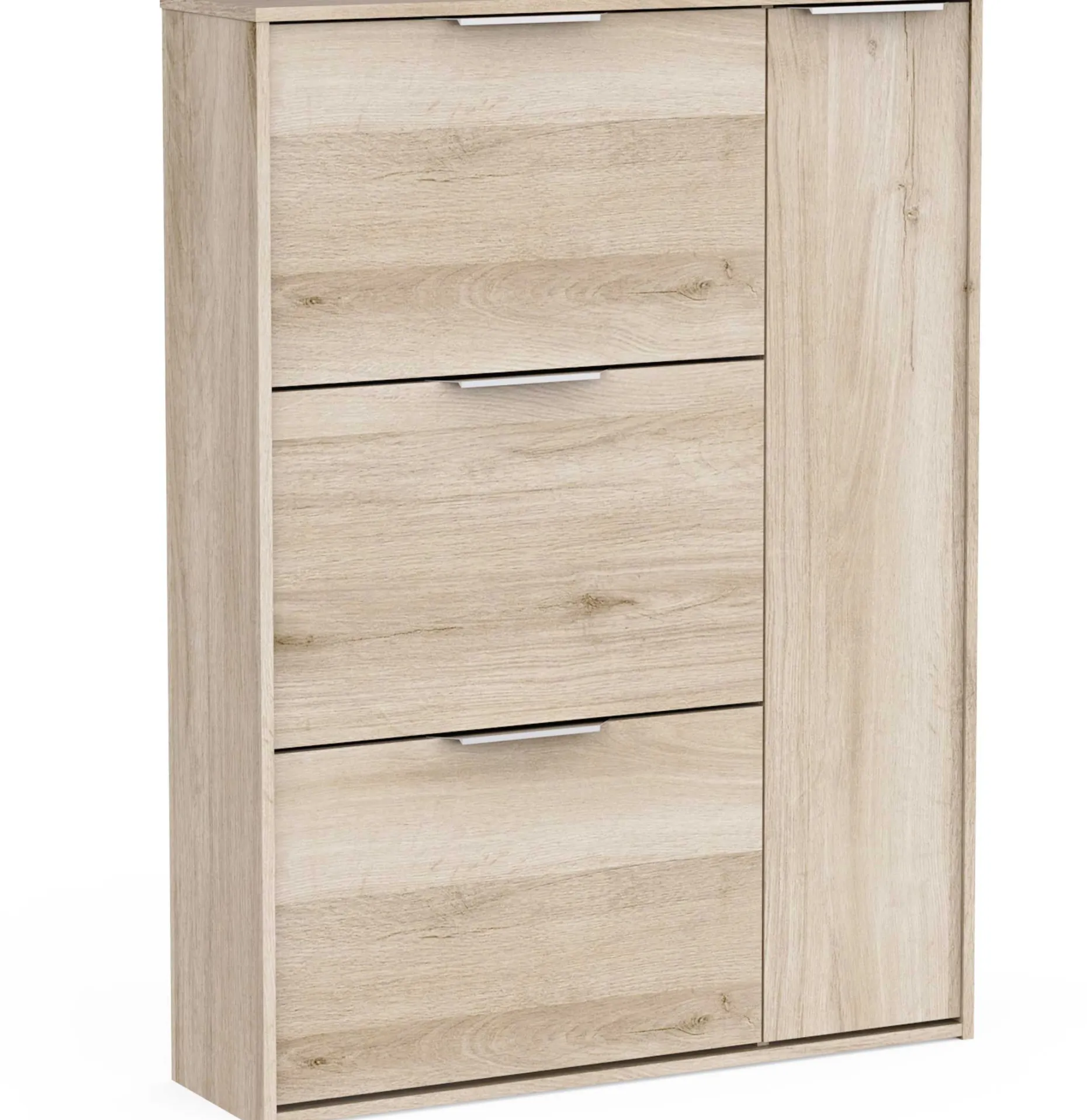 Schuhschrank Spectre - 91x26x123cm - 4 Türen - Eiche Dekor