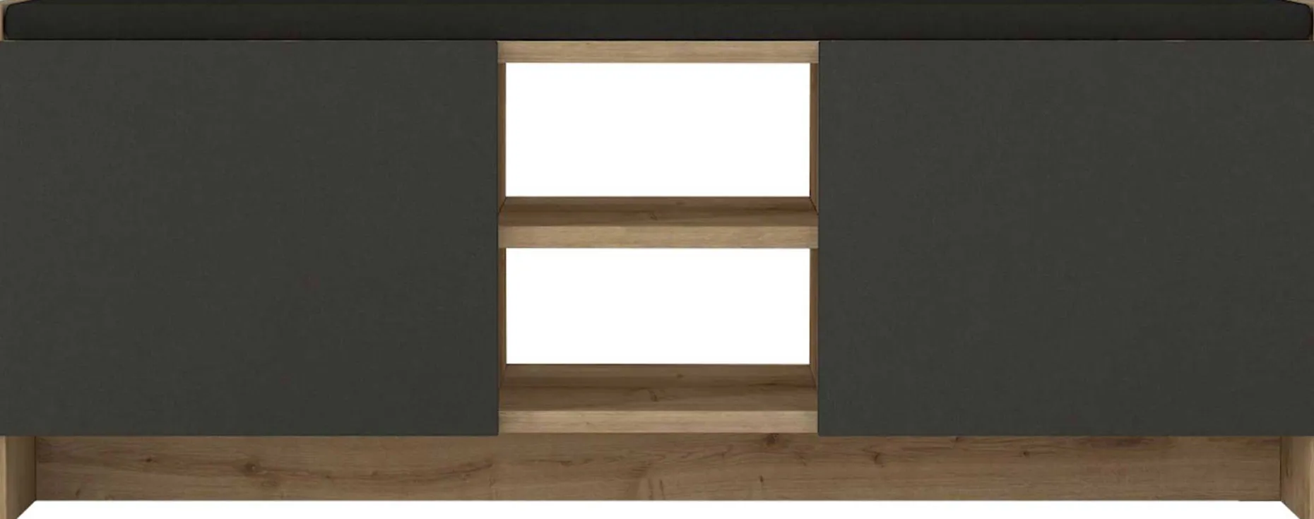 Schuhschrank Verly - 110x33x43cm - 2 Türen - Eiche Dekor/anthrazit