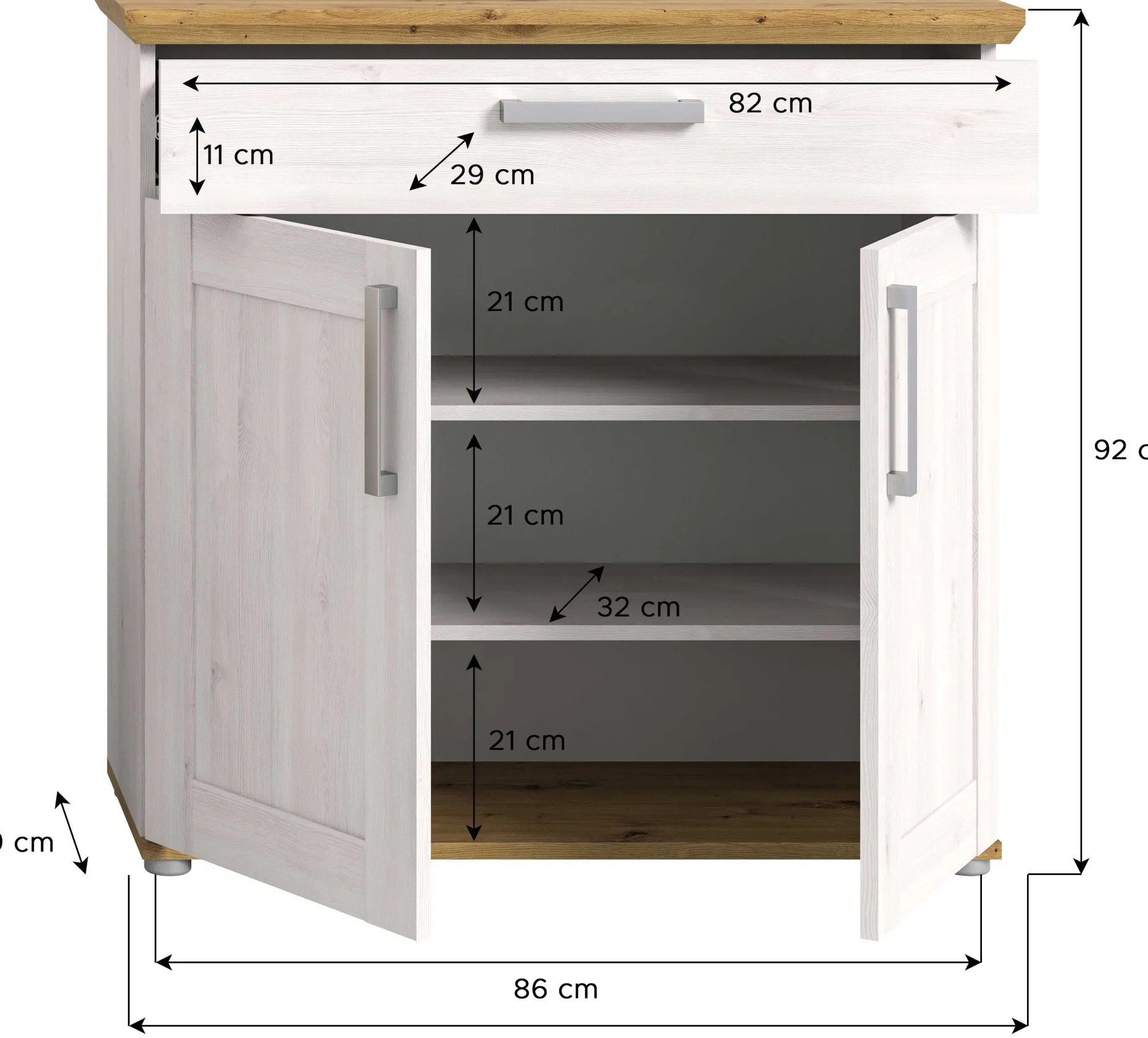 Schuhschrank Verona Xonox - Sibiu Lariks - 95x92x39 cm - Weiß/Natur