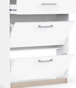 Schuhschrank Watson - 80x29x102cm - 2 Türen und 1 Schublade - weiß