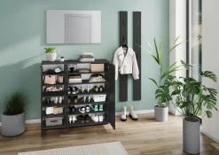Schuhschrank Willian | 113 x 37 x 108 cm | Anthrazit-farbig