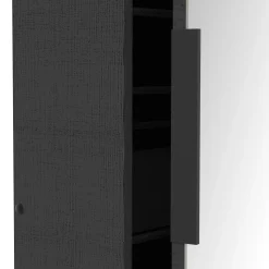 Schuhschrank Zayah - 50x20x180,50 cm - mit Spiegel - schwarz