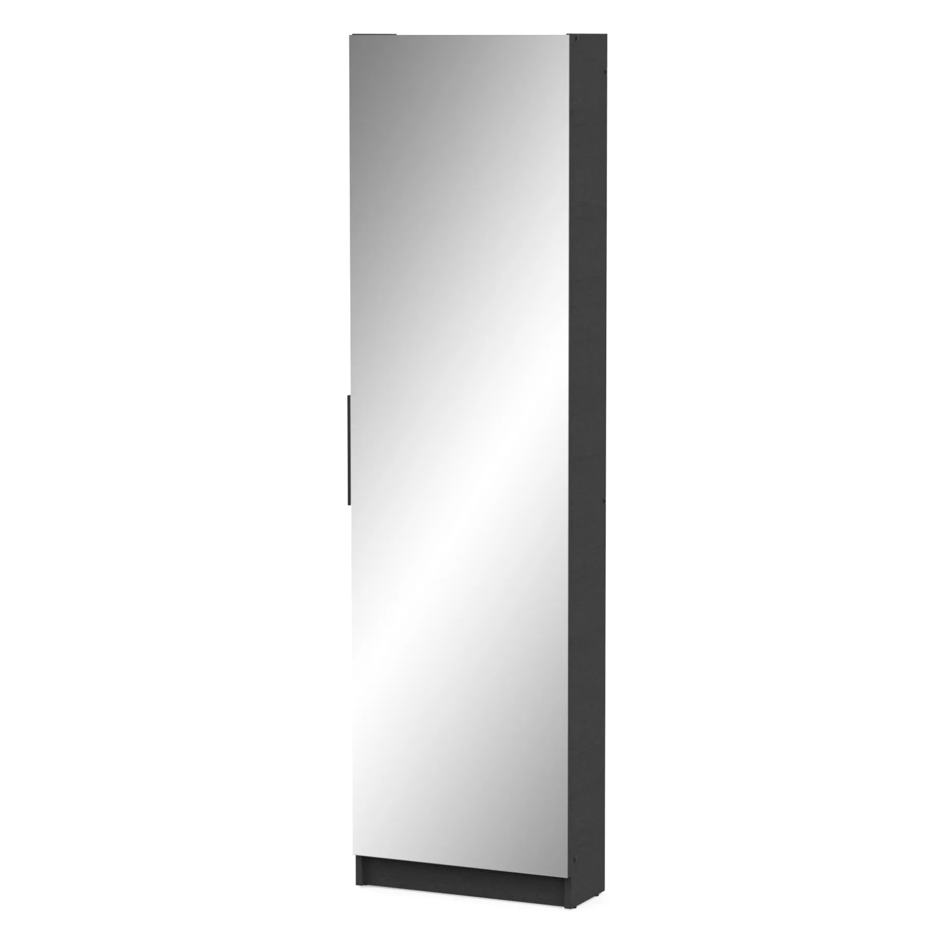 Schuhschrank Zayah - 50x20x180,50 cm - mit Spiegel - schwarz