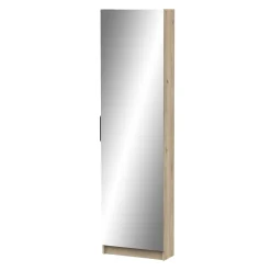 Schuhschrank Zayah - 50x20x180,50 cm - mit Spiegel - Eiche Dekor
