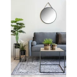 House Nordic er Trapani-Spiegel: Stahl und Leder, ø60 cm