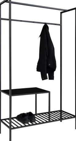 Schwarzer Vita Kleiderschrank: 2 Regale, Stahl und Melamin