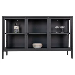 Schwarzes Brisbane Sideboard mit Glastüren