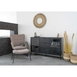 Schwarzes Dalby Sideboard mit Glastüren und Schubladen