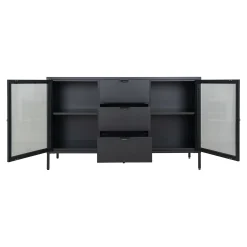 Schwarzes Dalby Sideboard mit Glastüren und Schubladen