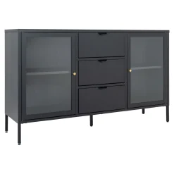 Schwarzes Dalby Sideboard mit Glastüren und Schubladen