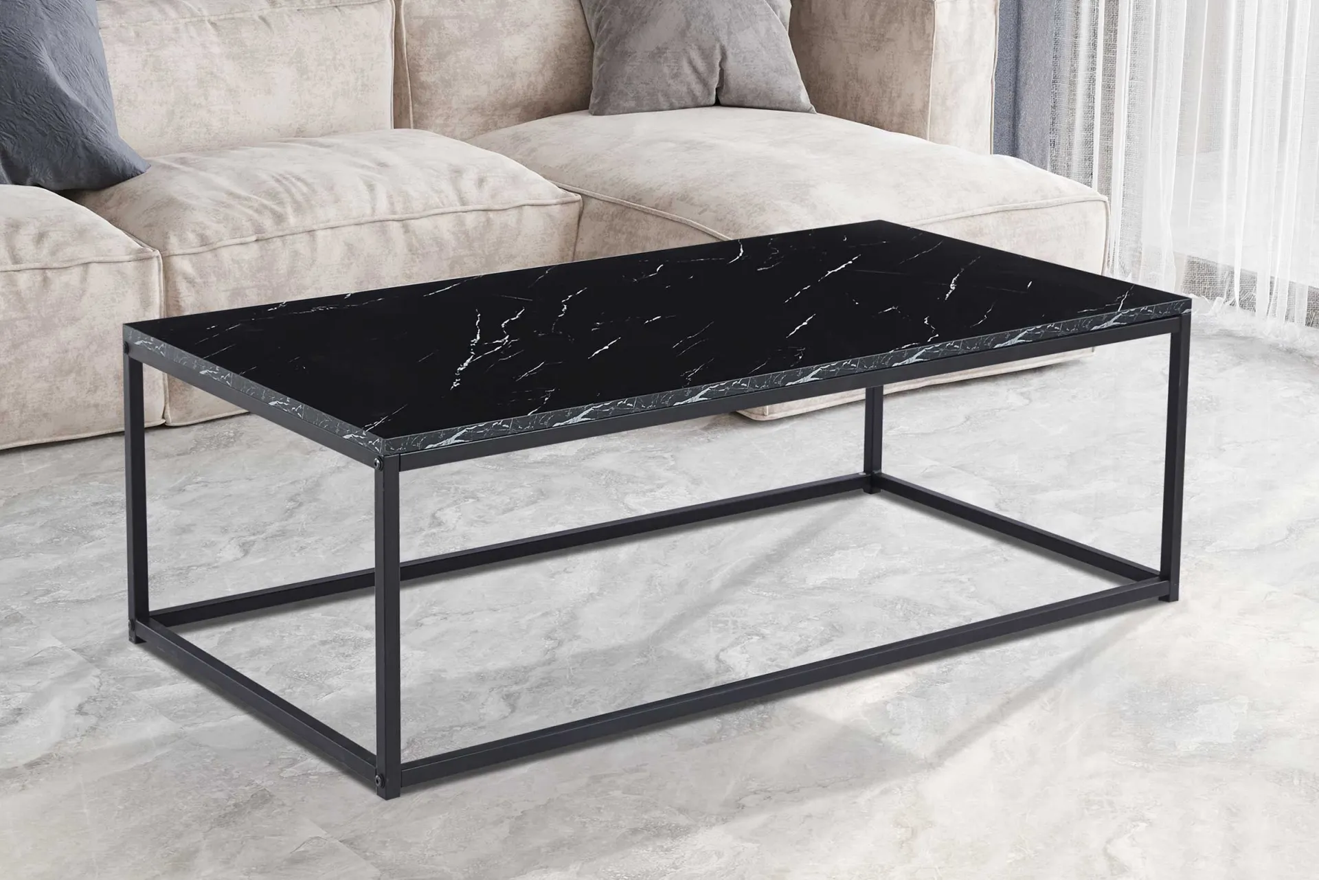 Rousseau es Marmordekor Couchtisch - Dallas | H-H 40 x B-L 120 x T-P 60 cm