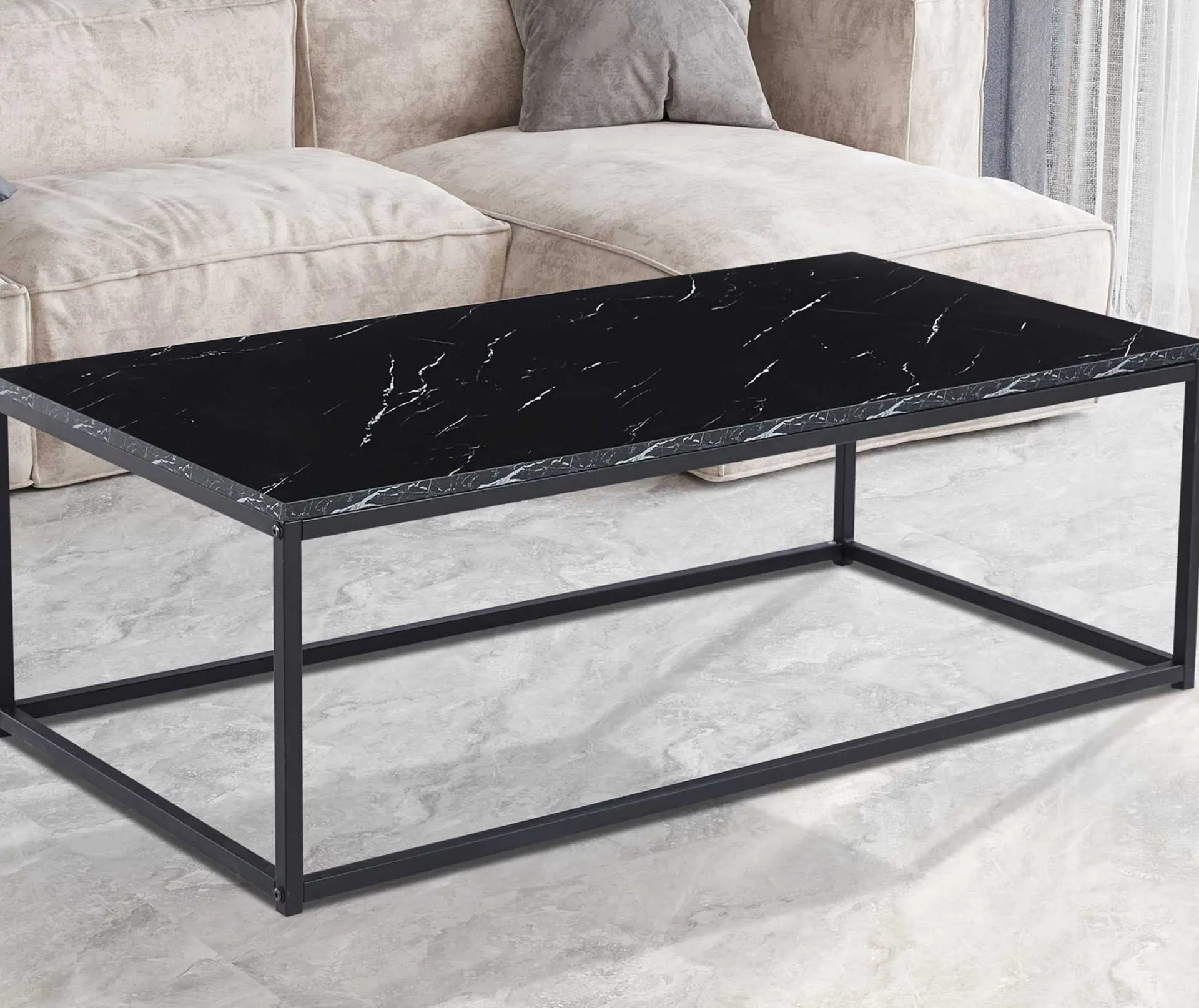 Rousseau es Marmordekor Couchtisch - Dallas | H-H 40 x B-L 120 x T-P 60 cm