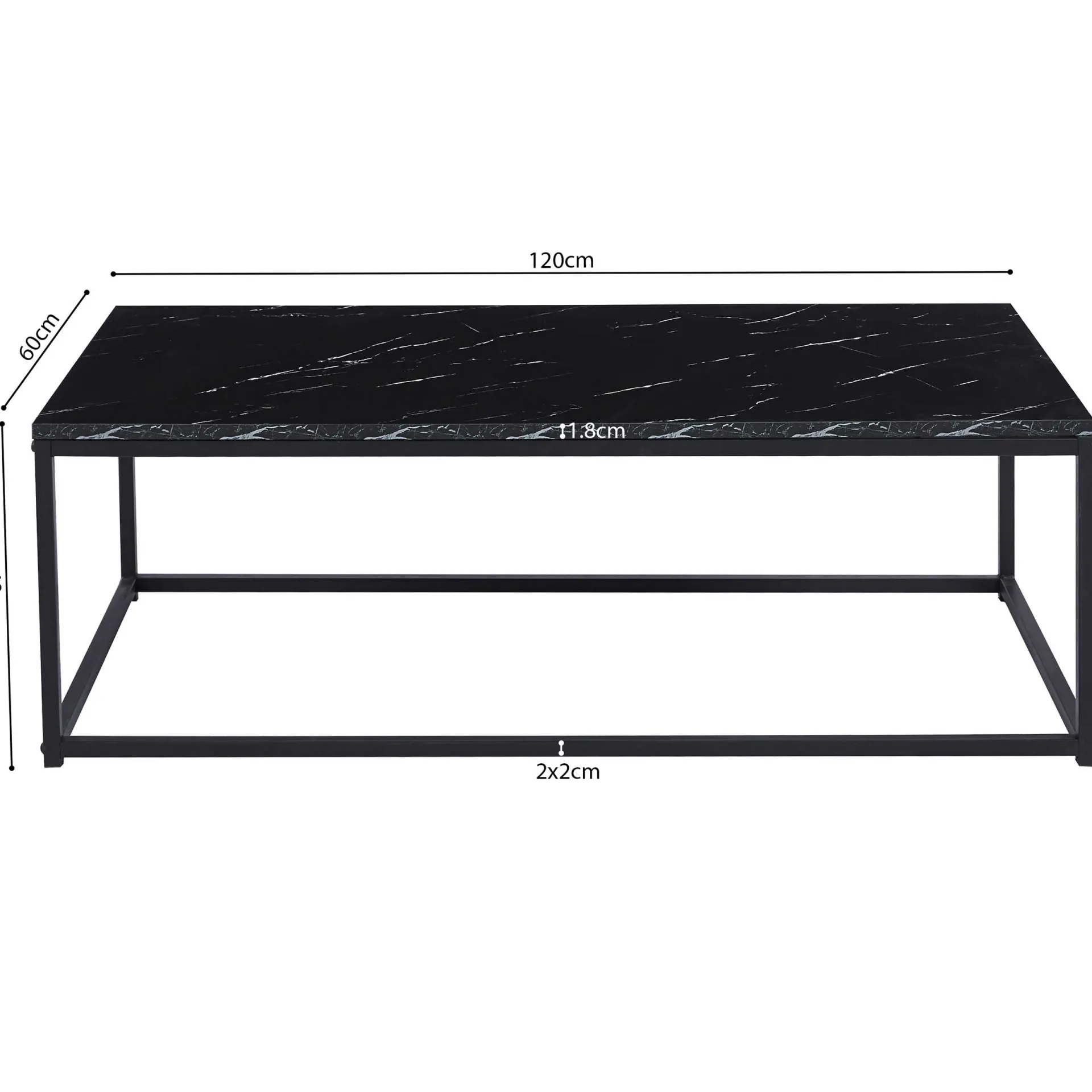 Rousseau es Marmordekor Couchtisch - Dallas | H-H 40 x B-L 120 x T-P 60 cm