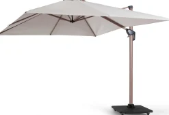 Gescova Schwebender Sonnenschirm Dallas - 300x300cm - Aluminium Holzoptik - Elfenbein