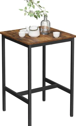 Vasagle Schwerlast-Stahlrahmen Quadratischer Frühstücksbar-Tisch, 60x60x90cm