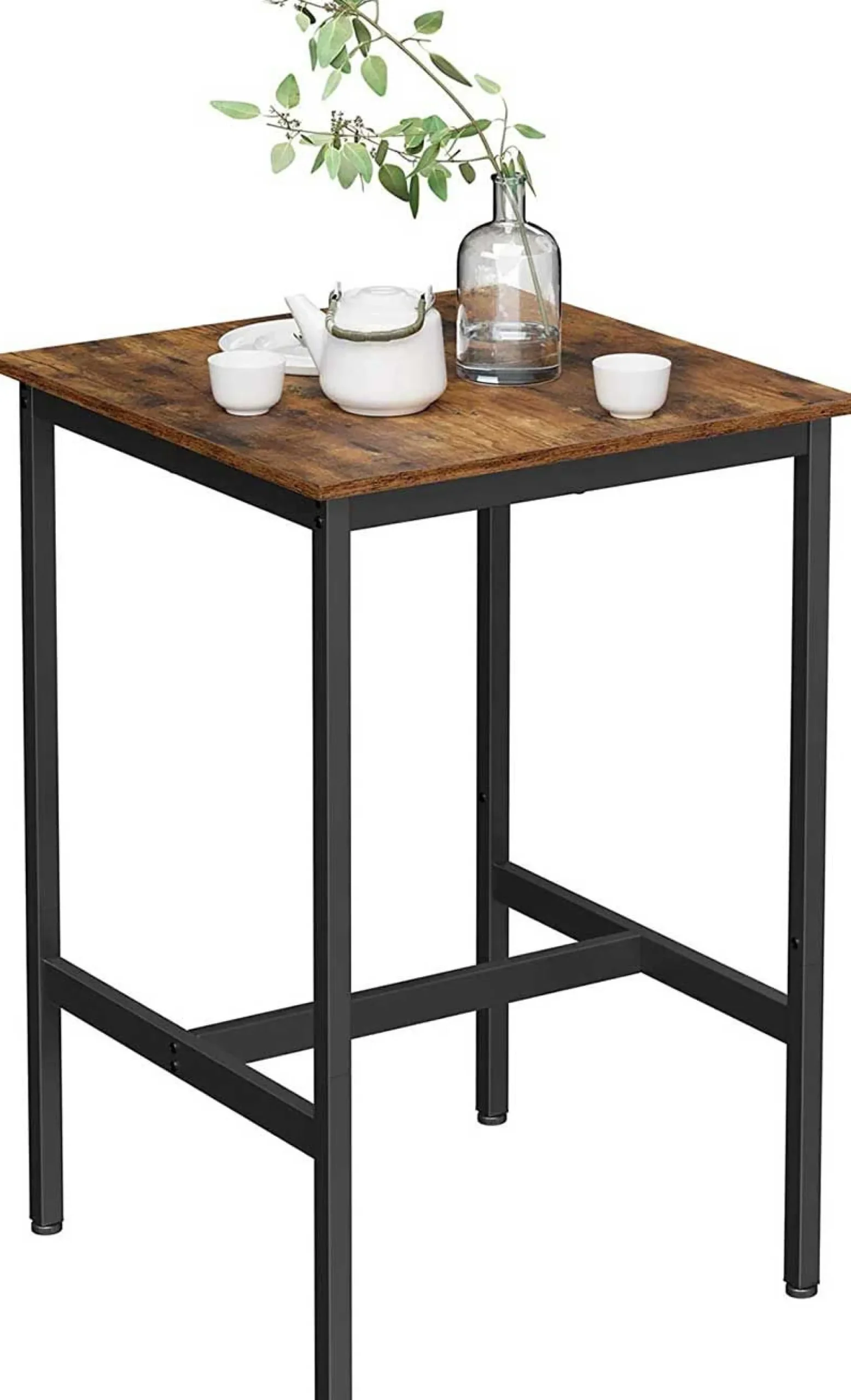 Vasagle Schwerlast-Stahlrahmen Quadratischer Frühstücksbar-Tisch, 60x60x90cm