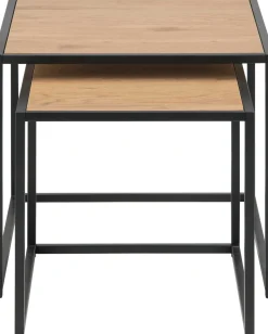 Emob Seaford Eiche Nischentische, schwarzer Stahlsockel, 50cm