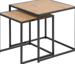 Emob Seaford Eiche Nischentische, schwarzer Stahlsockel, 50cm