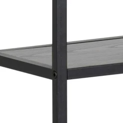 Seaford Rechteckiges Wandregal - Schwarzer Stahlrahmen, Melaminharzböden in Esche - 75x20x91 cm".