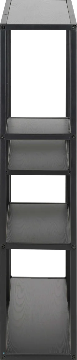 Seaford Rechteckiges Wandregal - Schwarzer Stahlrahmen, Melaminharzböden in Esche - 75x20x91 cm