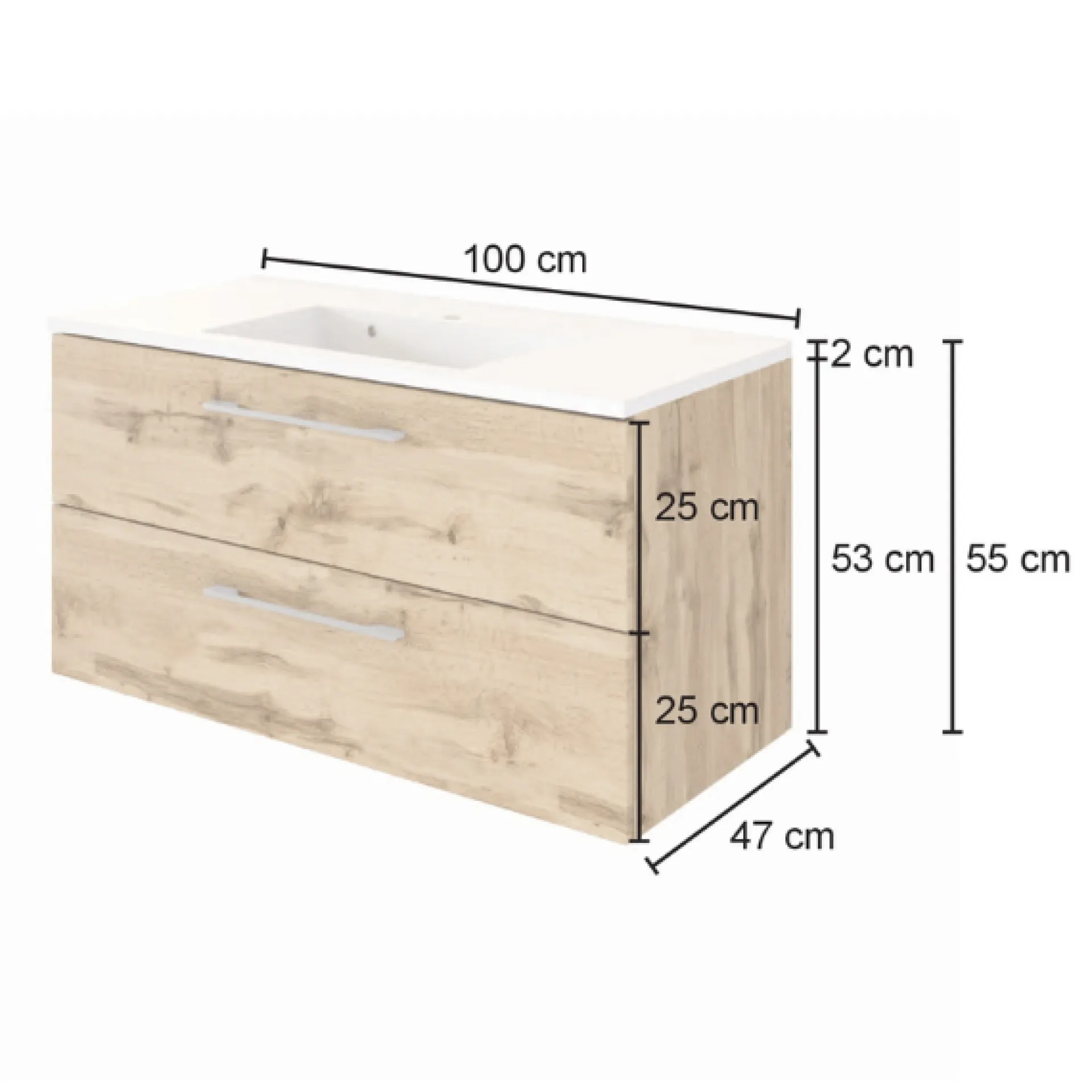 Held SefaBadezimmer : Spiegelschrank, Waschtischschrank, Säulenschrank - Eiche/Weiß