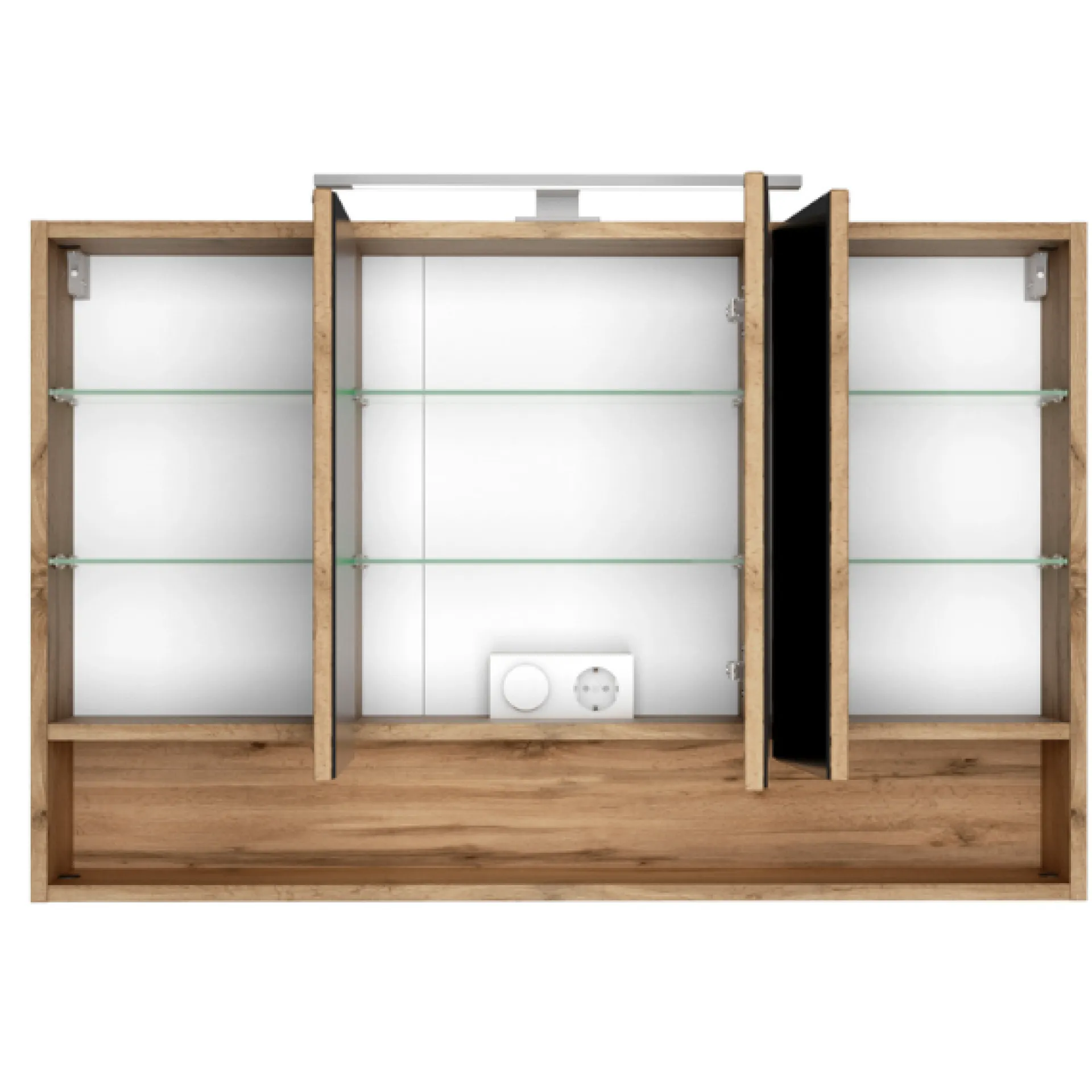 Held SefaBadezimmer : Spiegelschrank, Waschtischschrank, Säulenschrank - Eiche/Weiß