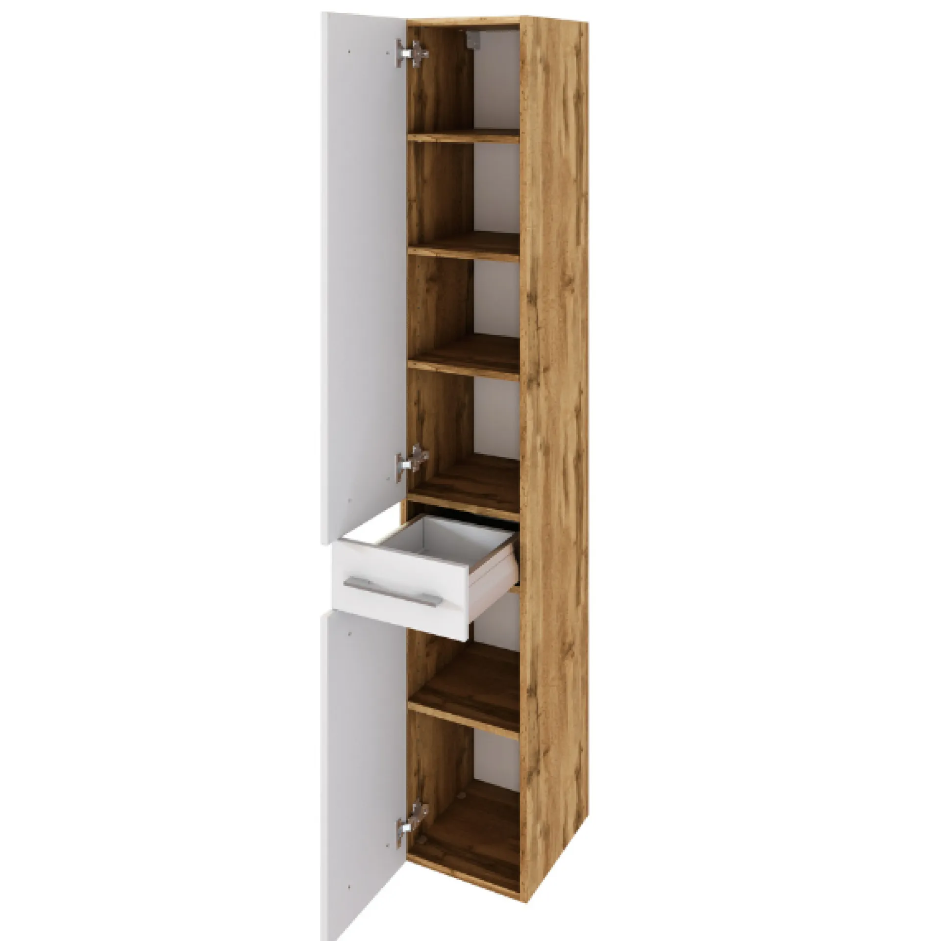 Held SefaBadezimmer : Spiegelschrank, Waschtischschrank, Säulenschrank - Eiche/Weiß