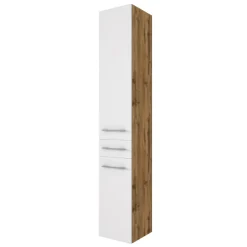 Held SefaBadezimmer : Spiegelschrank, Waschtischschrank, Säulenschrank - Eiche/Weiß