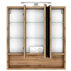Held SefaBadezimmer : Spiegelschrank, Waschtischschrank, Säulenschrank - Eiche/Weiß
