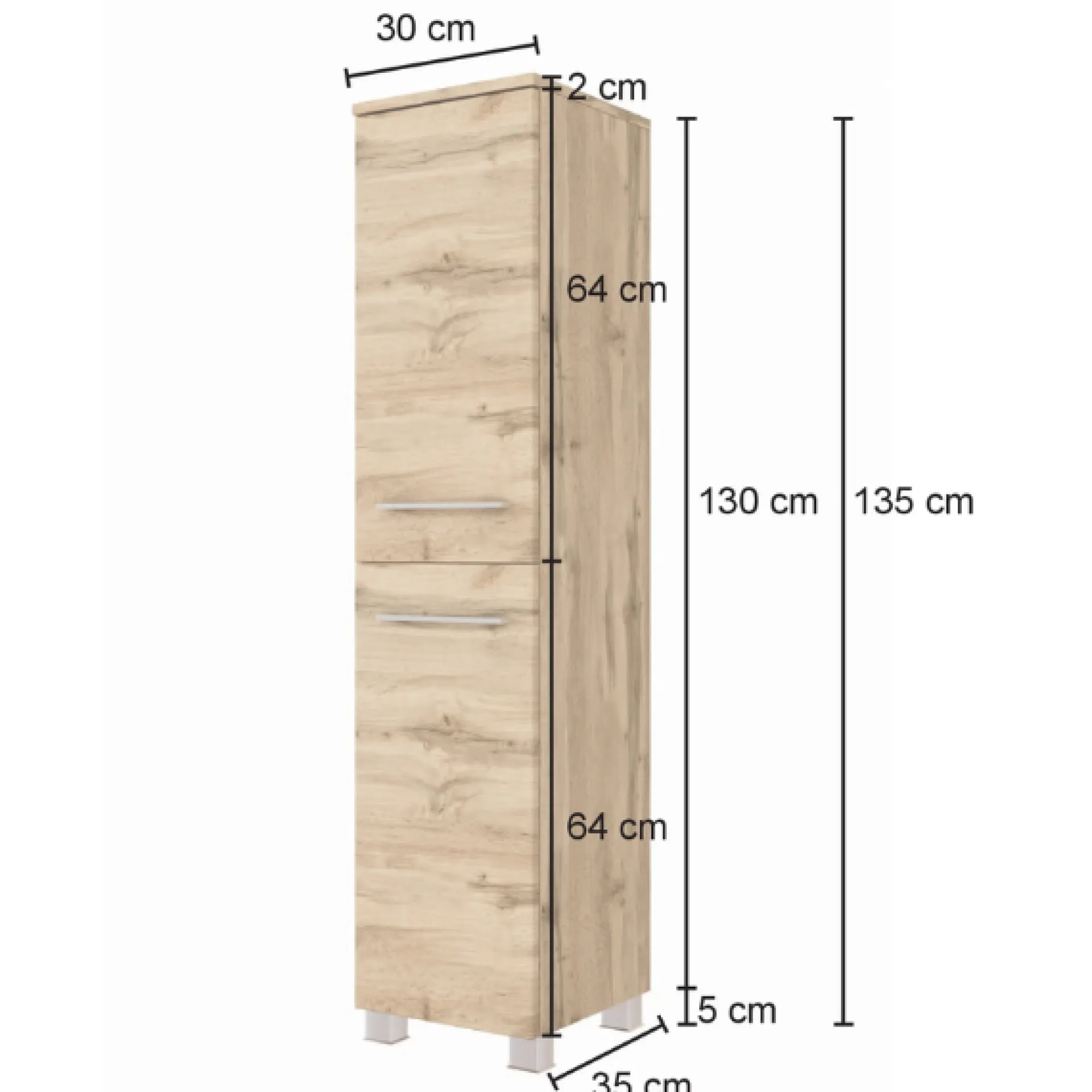 Held SefaBadezimmer : Spiegelschrank, Waschtischschrank, Säulenschrank, Regal - Eiche/Weiß