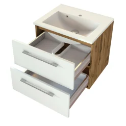 Held SefaBadezimmer : Spiegelschrank, Waschtischschrank, Säulenschrank, Regal - Eiche/Weiß