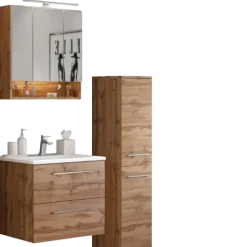 Held SefaBadezimmer : Spiegelschrank, Waschtischschrank, Säulenschrank - Eiche