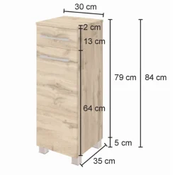 Held SefaBadezimmer : Wandschrank, Spiegelschrank, Waschtischunterschrank - Eiche