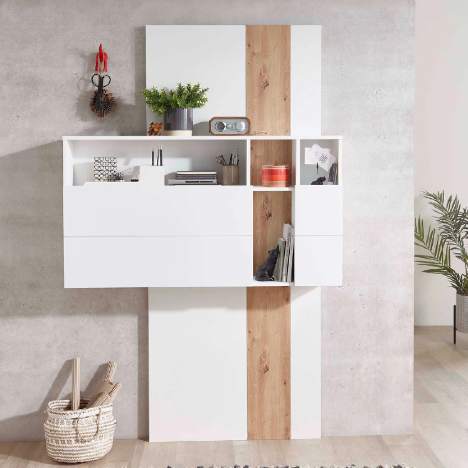 Emob Sekretär Inovo 120cm 1 Tür - weiß/Eiche